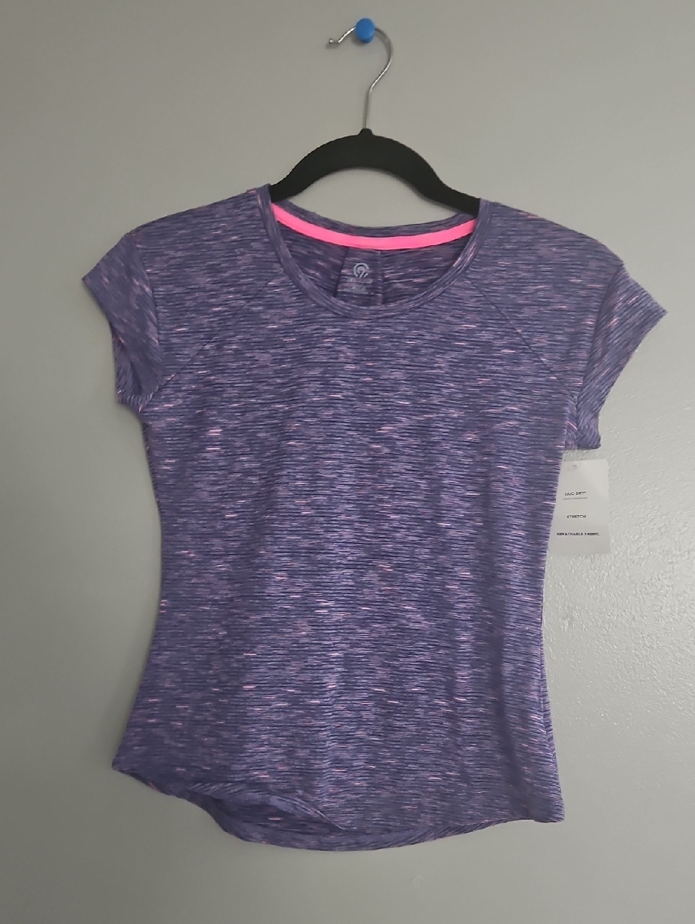 Champion Purple Space-Dye Short Sleeve Tee with Pink Trim